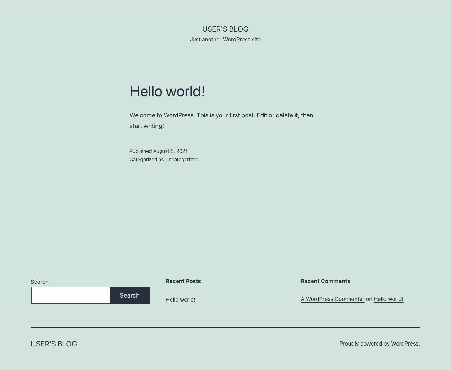 WordPress frontpage